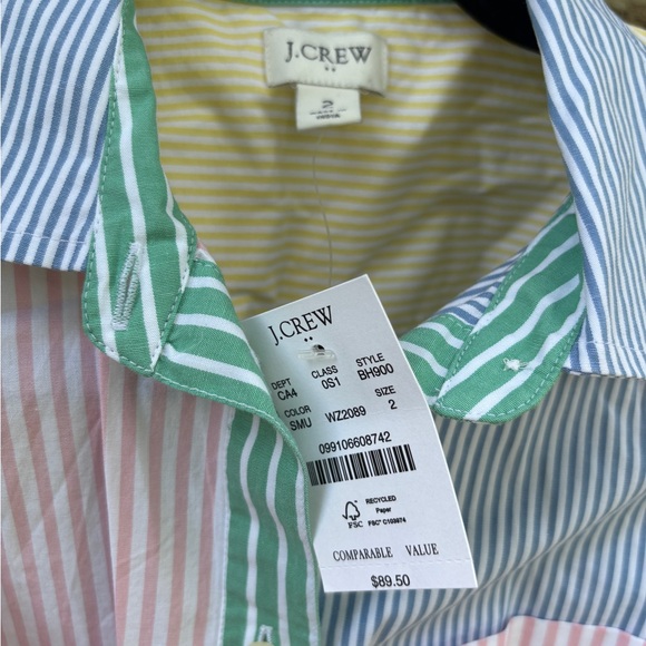 J.crew Factory Rainbow-stripe shirtdress, NWT - Picture 2 of 4
